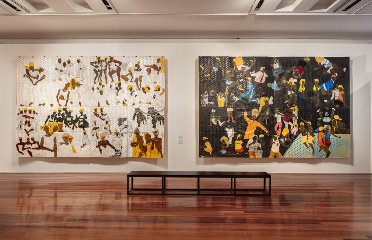 Maxwell Alexandre, exhibition view, Pardo é Papel, Museu de Arte do Rio, 2019/2020. © Maxwell Alexandre, Photo: Gabi Carrera